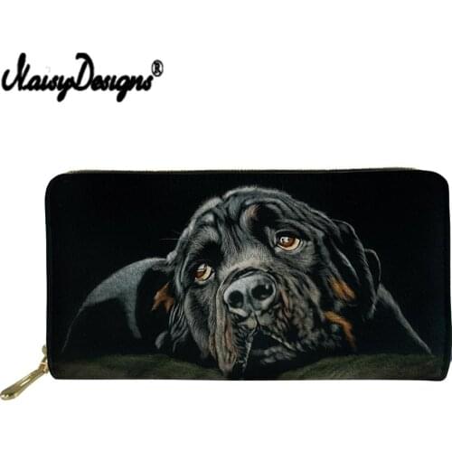 NOISYDESIGNS Cute Rottweiler Dog Print Luxury Women Wallets Purse Ladies Leather Phone Holders Females Clutch Money Bag Dropship