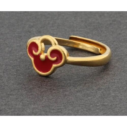New Rings Shape Design Of Ancient Auspicious Lock Gold Color Ring For Women Jewelry Open Ring Finger Ring gold plated jewelry