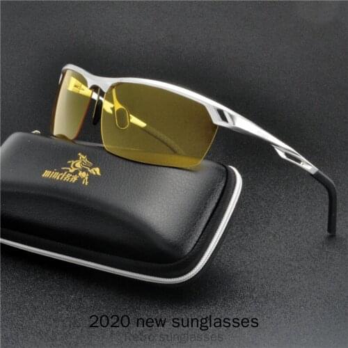 Night Vision Driving Glasses Men Night Driver Goggle Men Sunglasses for Night Vision Lens Aluminium Night Sunglasses Men FML