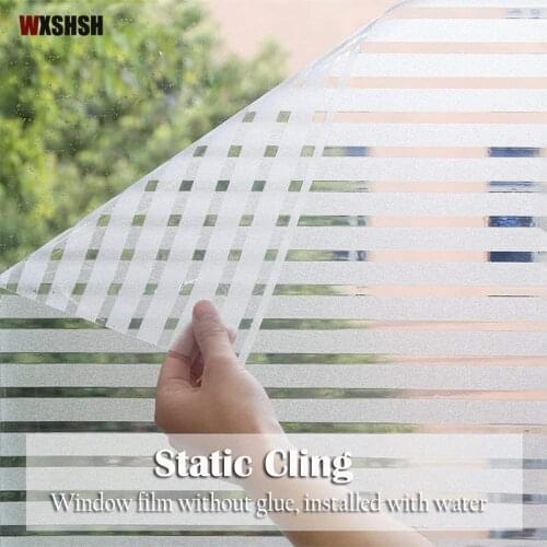 200cm Length Striped Static Cling Glass Film Drop-Shipping Sunscreen Insulation Anti-UV Vinyl Frosted Privacy Office Window Film