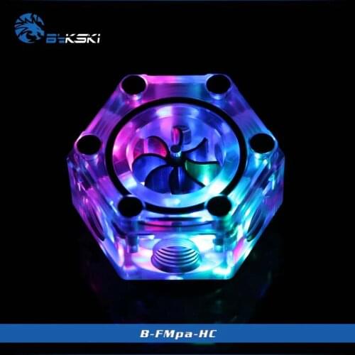 Bykski PC water cooling Flow meter Hexagon PMMA,LED/no LED,for water cooler system B-FMpa-HC