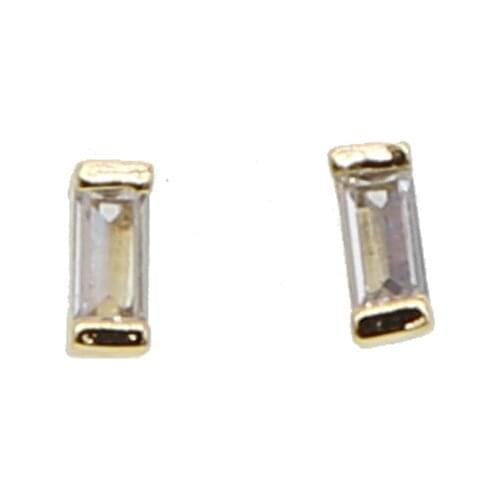 2*4mm bezel baguette cubic zirconia simple minimal second studs cute girl earring