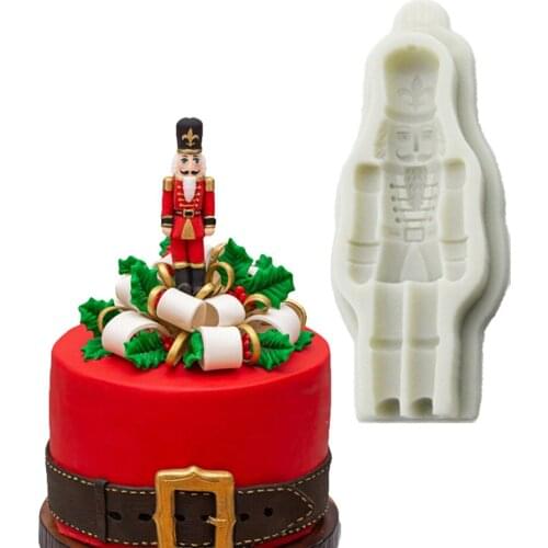 Nutcracker Soldier Silicone Fondant Cake Mold Christmas Pattern Biscuits Sugar Craft Chocolate Candy Decorating Mould