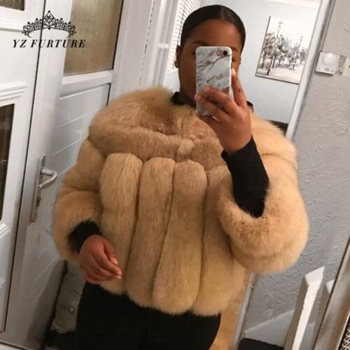 2020 Fashion Dark Gray Coat Fox Jacket Short Real Fur Coat Women Natural Fox Fur Coats Winter Nine Quarter Sleeves Warm Clothing