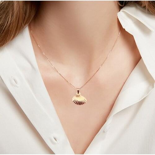 SUQI Non-fading No rust stainless steel Dolphin cross anchor leaves shell gold Necklace Women Choker Necklaces Pendants jewelry
