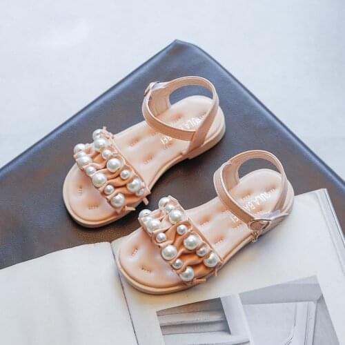Fashion Pearls Children Princess Shoes Dress Beach Sandals Children For Toddler Girls Baby Party Shoe 2021 For2 3 4 5 6 7 8Years