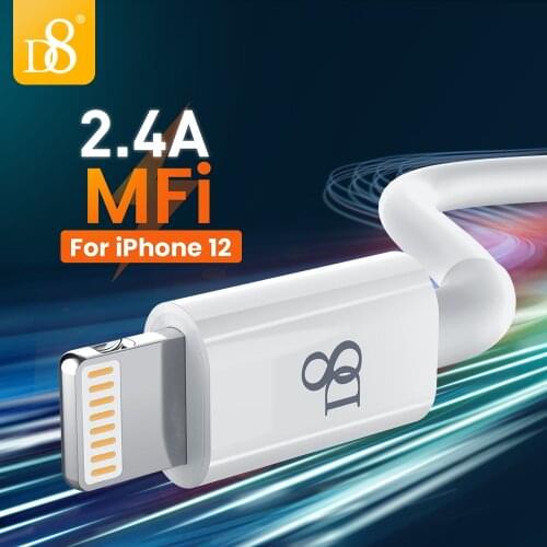 D8 MFi Lightning USB Cable for iPhone 12 11 Pro Max XS X XR 8 7 6 5 USB Fast Charging Cable USB Charger Data Cable 0.2/1/1.5/2m