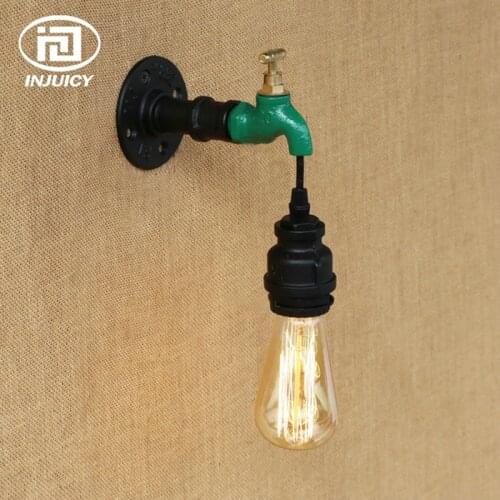 Loft Vintage Industrial Wrought Iron E27 Edison Wall Lights Retro American Water Pipe Steampunk Metal Wall Lamp Bar Cafe