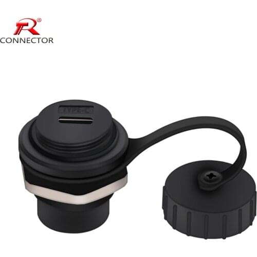 Waterproof D Type Chassis Connector,Type C Female to Female USB-C Converter Adapter Type-C Panel Mount DIY Jack with Dust Cover