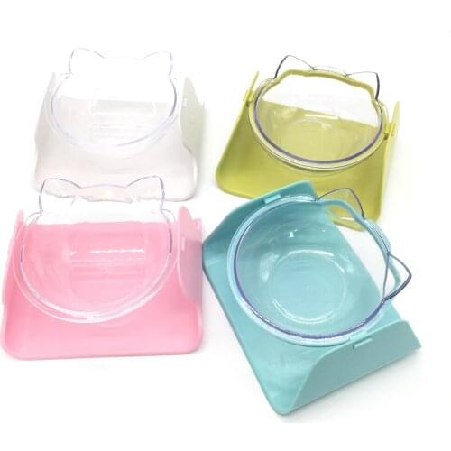 Explosive Cat Single Bowl Cat Dog Feeder Transparent ABS Material Non-slip Puppy Kitten Food Bowl With Protection Cervical Stand