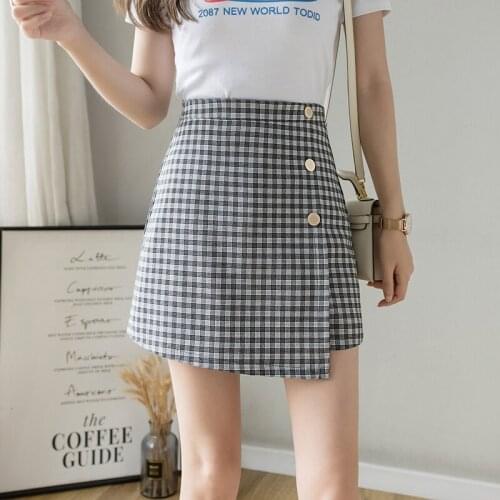 Womens Plaid Skirt High Waist A-line Short Skirt Summer Fashion Cute Kawaii Skirts For Girls