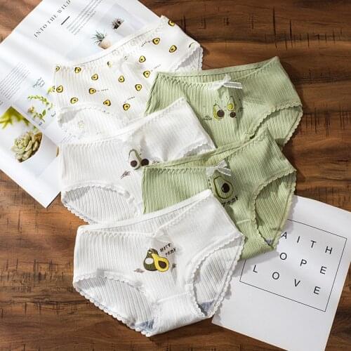 Women panties plus size strawberry cute 18 loli kawaii soft girl seamless cotton briefs sexy lace silk Low waist satin panties