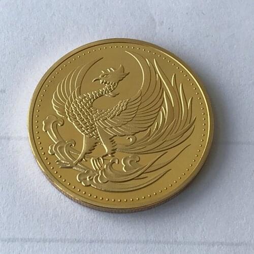 100 pcs Non magnetic The Lucky animal Phoneix and lucky clover gold plated badge 40 mm souvenir collectible decoration bar coins