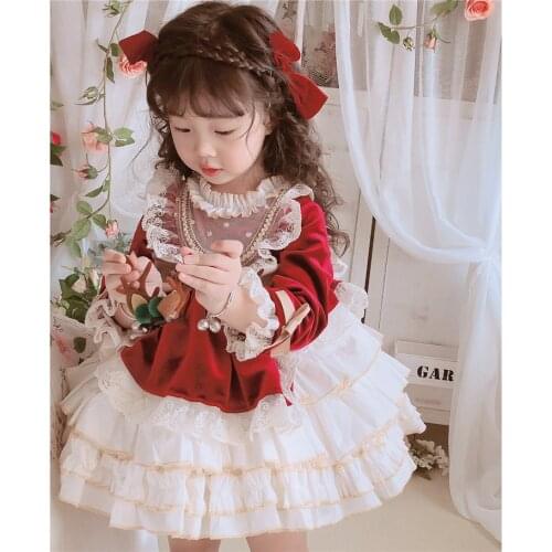 2021 Spanish Princess Dress for Girl Baby Clothes Court Style Puffy Dress Birthday Costume Long Sleeve Infant Party Dress
