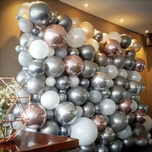 22nch Silver Rose Gold Pink 4D Round Foil Balloons Wedding Birthday Party Decoration Helium Burgundy Globos Big Balloon Toys