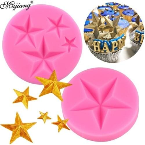 3D Star Silicone Mold Cupcake Topper Fondant Cake Decorating Tools DIY Cookie Baking Jelly Candy Clay Chocolate Gumpaste Mould