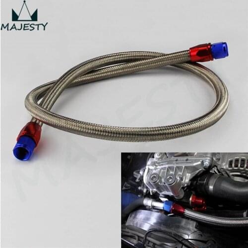 8AN Oil Cooler 1.2M Steel Braided Oil Fuel Line Hose Fitting End Adapter Silver