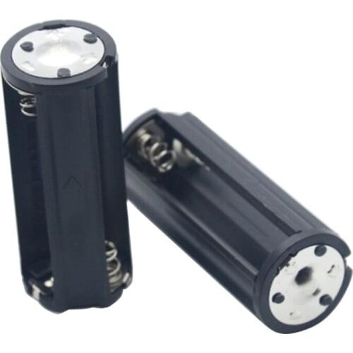 Flashlight Lamp Adapter Case Converter 2pcs Battery Holder Black Cylindrical AAA Plastic Battery Holder Adapter Case Box
