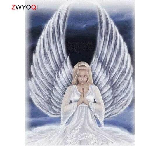 Full Round Diamond embroidery Cross stitch girl Wing DIY 3D Diamond mosaic Wing Full Square Diamond painting girl Wing pray for