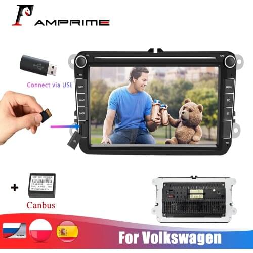 AMPrime Android 8.1 Car Radio 2 Din Car Stereo Radio 8'' Car Multimedia player WiFi MP5 FM Radio Autoradio Stereo GPS For VW