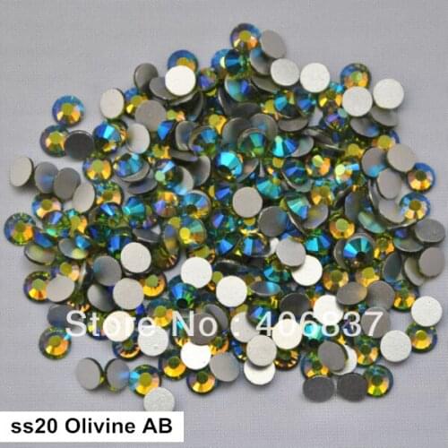 Free Shipping! 1440pcs/Lot, ss20 (4.8-5.0mm) Olivine AB Flat Back Non Hotfix Glue On Nail Art Rhinestones