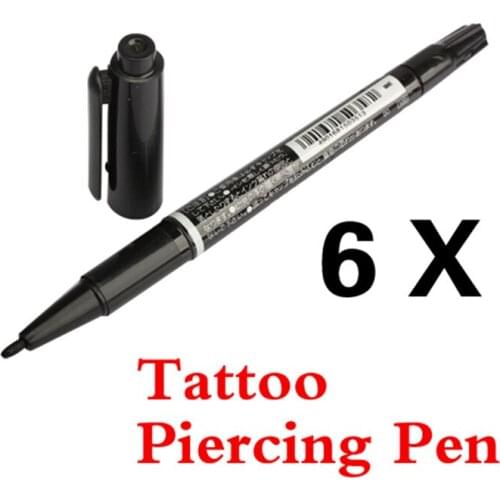 Body Art 6 x Dual Skin Marker Scribe Piercing Pen Tattoo Supply Tool (Pluma de tatuaje Stylo de tatouage )