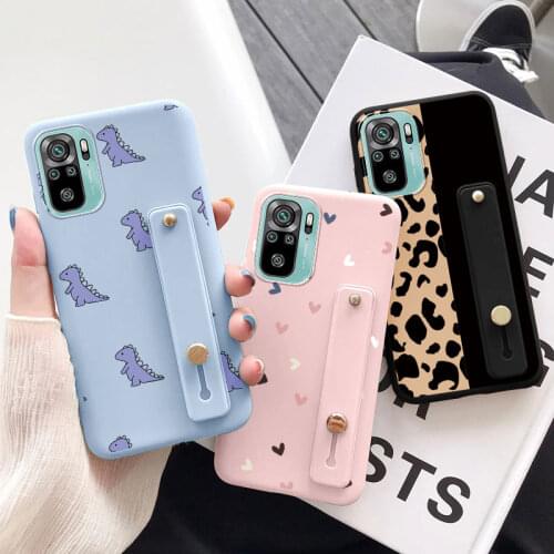 For Xiaomi Redmi Note 10 Case Soft TPU Back Cover For Redmi Note 10 Pro Max Note10 10Pro Wrist Strap Phone Holder Bumper Funda