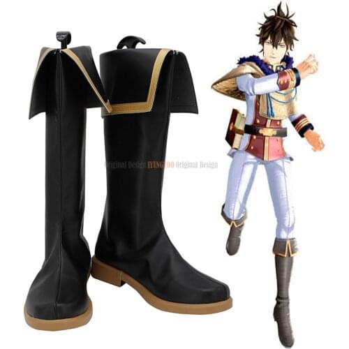 Black Clover: Quartet Knights Yuno Cosplay Boots Black Shoes Custom Made Any Size