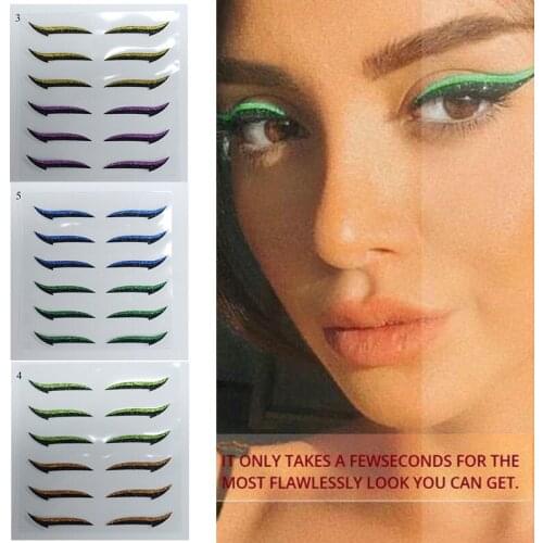 Colored Diamonds Eyelid Line Sticker Waterproof Self-adhesive Eye Liner Eyeliner Stickers Party Sexy Cat Eyes Beauty Makeup Tool