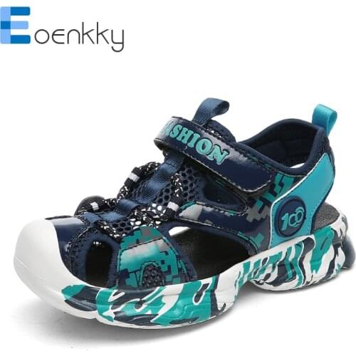 Kids Sandals Summer 2021 Boys Beach Shoes Closed Toe Sport Sandals Children Hook&Loop Non-Slip Outdoor Shoes for Girl 5-12 Years
