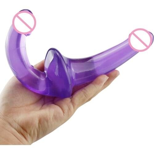 Double Dildo Flexible Soft Jelly Vagina Anal G spot Anal Plug Women Gay Lesbian Double Ended Artificial Penis Sex Toys