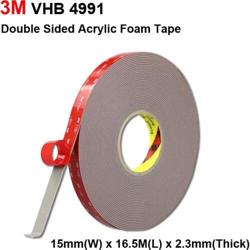3M VHB tape 4991 Double Sided Adhesive Acrylic Foam Mounting Tape Gray 2.3mm Thickness 15mm width 16.5 meters length