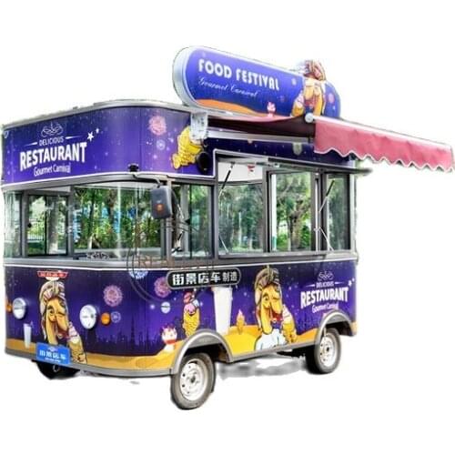 Electric 3400mm Food Truck Street View Snack Vending Shop Trailer