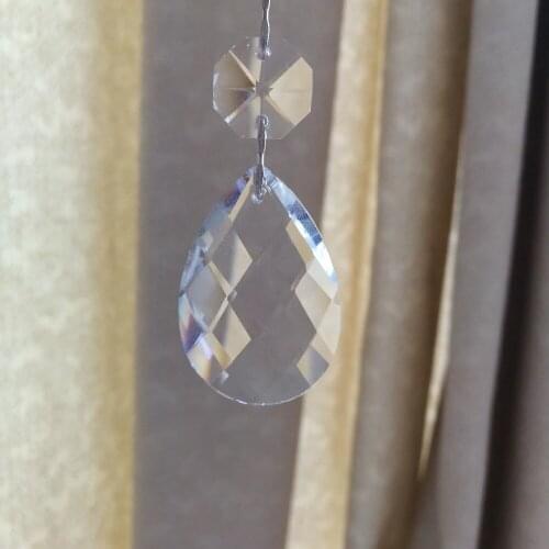 Freeshipping,20sets,1pcs 14mm crystal octagon chandelier bead with 38mm pendants,crystal garland strand for home lamp/card decor