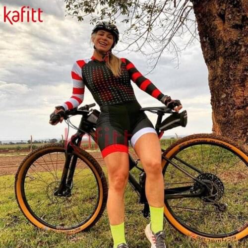 Kafitt Womens Triathlon Jumpsuit Long-sleeved Cycling Jersey Suit Racing Suit Breathable Jersey Bike Sweatshirt Ciclismo