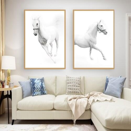 White Horses Canvas Painting Wall Art Pictures For Living Room Vertical Size Poster Print Modular Pictures Unframed