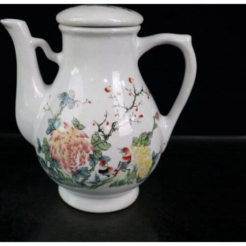 Chinese Old Porcelain Famille Rose Flower and Bird Pattern Holding Pot Old Goods Collection No. 2