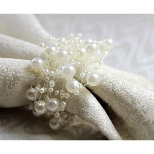 Many colors pearl beades napkin rings beaded wedding wholesale, napkin holder