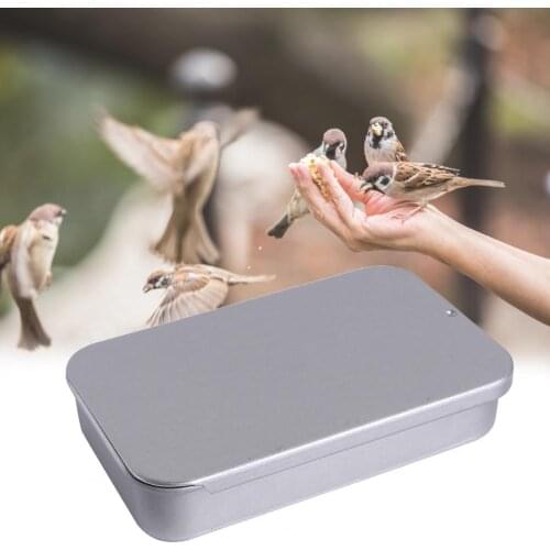 Bird Feeder Push Pull Design Training Metal Sliding Food Storage Box for Parrot кормушка для птиц