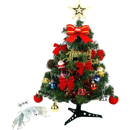 30/45 cm PVC Mini Christmas Tree With Light 23 pcs Christmas Tree Decoration Accessories Xmas Tree String For Home Dector 2021