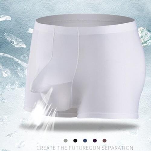 Mens Nylon Ice Silk Sexy Man Underwear Separable Pouch Boxer Shorts Breathable Comfortable Men Underpants