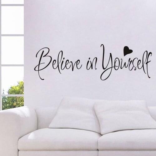 Believe In Yourself Wall Stickers 20*50cm Inspiring Quote Sayings Wall Decal Removable DIY Words Letters Stickers Posters Decor