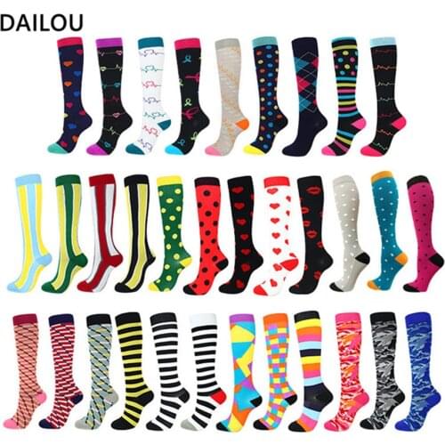 37style men women nursing compression socks Unisex outdoor sports run travel pressure long socks relieve knees pain happy socks
