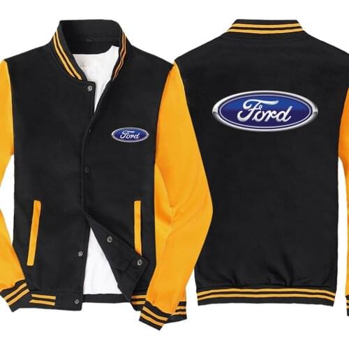 New Spring and Autumn Mens Baseball Jacket Ford Logo No Cap Fashion Cardigan Long Sleeves Sportsweater Hoodies