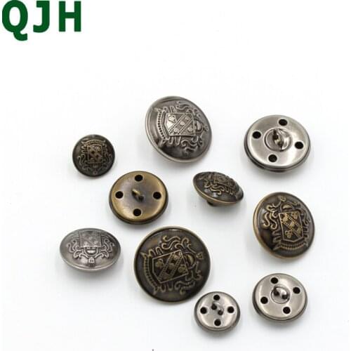 Wholesale 10pcs/lot retro patterns brass metal buttons 15mm-25mm woolen coat decorative Button DIY sewing clothes accessories