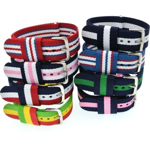 20mm Mix Colors Nylon Watch Band Perlon Woven Nylon Watchbands Bracelet Fabric Woven Sport Watch Strap Band Buckle Belt WB001