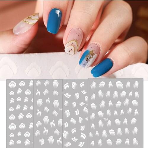 Nail Art Sticker Self Adhesive White Mountains Hills Shaped Pattern Nail Decals 3D Tips DIY Manicure Decorations