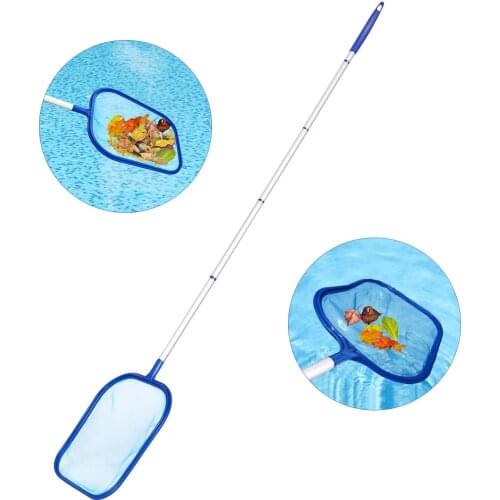 Swimming Pool Skimmer, Fine Mesh Pool Net Heavy Duty Deep Bag Leaf Rake with Aluminum Telescopic Pole for Garden Pond