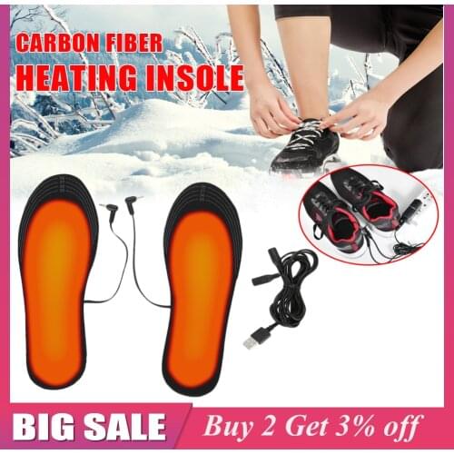 1 Pair Heated Shoe Insoles Warm Insoles USB Sock Mat Electrically Heating Washable Thermal Shoe Pad for Unisex Outdoor Camping