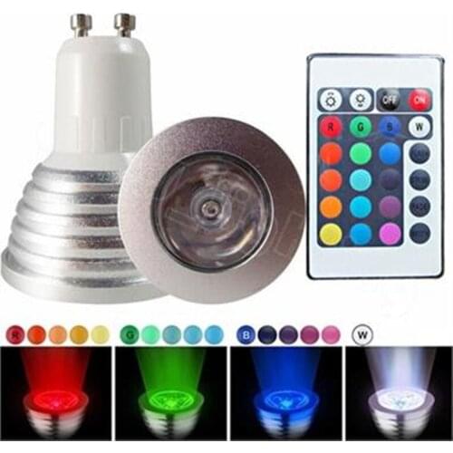 High luming GU10 3W 16 Colors Changing RGB LED SpotLight RGB LED Bulb AC110V/220V Spotlight with 24key Remote Control